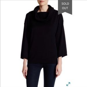 Joan Vass Studio Black Cowl Funnel Neck Sweater S